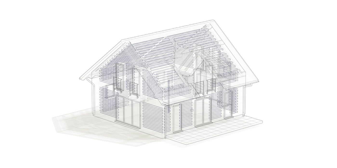 Illustration HVAC application area wall ceiling cooling